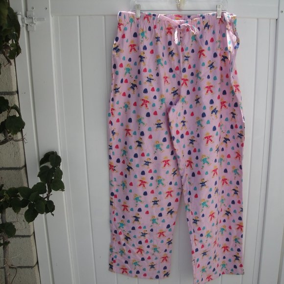 Munki Munki Bottoms Pajama Women's XXL Pink Print Gingerbread Pink Cotton - Picture 2 of 4